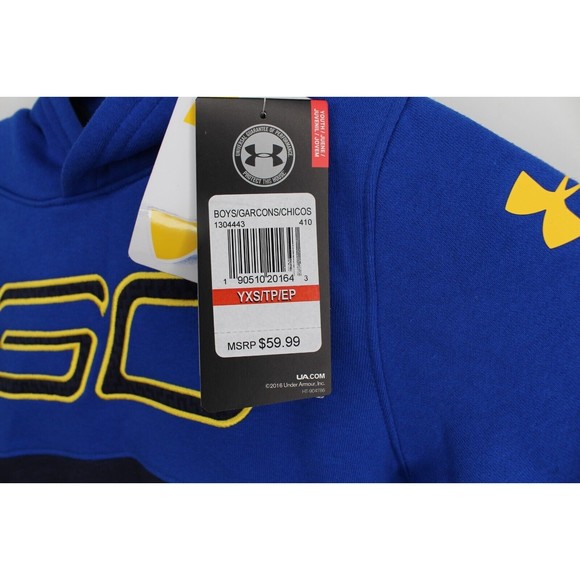 NWT Under Armour Boys SC30 Logo Fleece Hoodie 130443 Blue Navy YXS - Picture 3 of 3